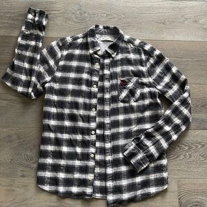 Abercrombie & Fitch Flannel Black/White Plaid Button-down Oxford- 15/16